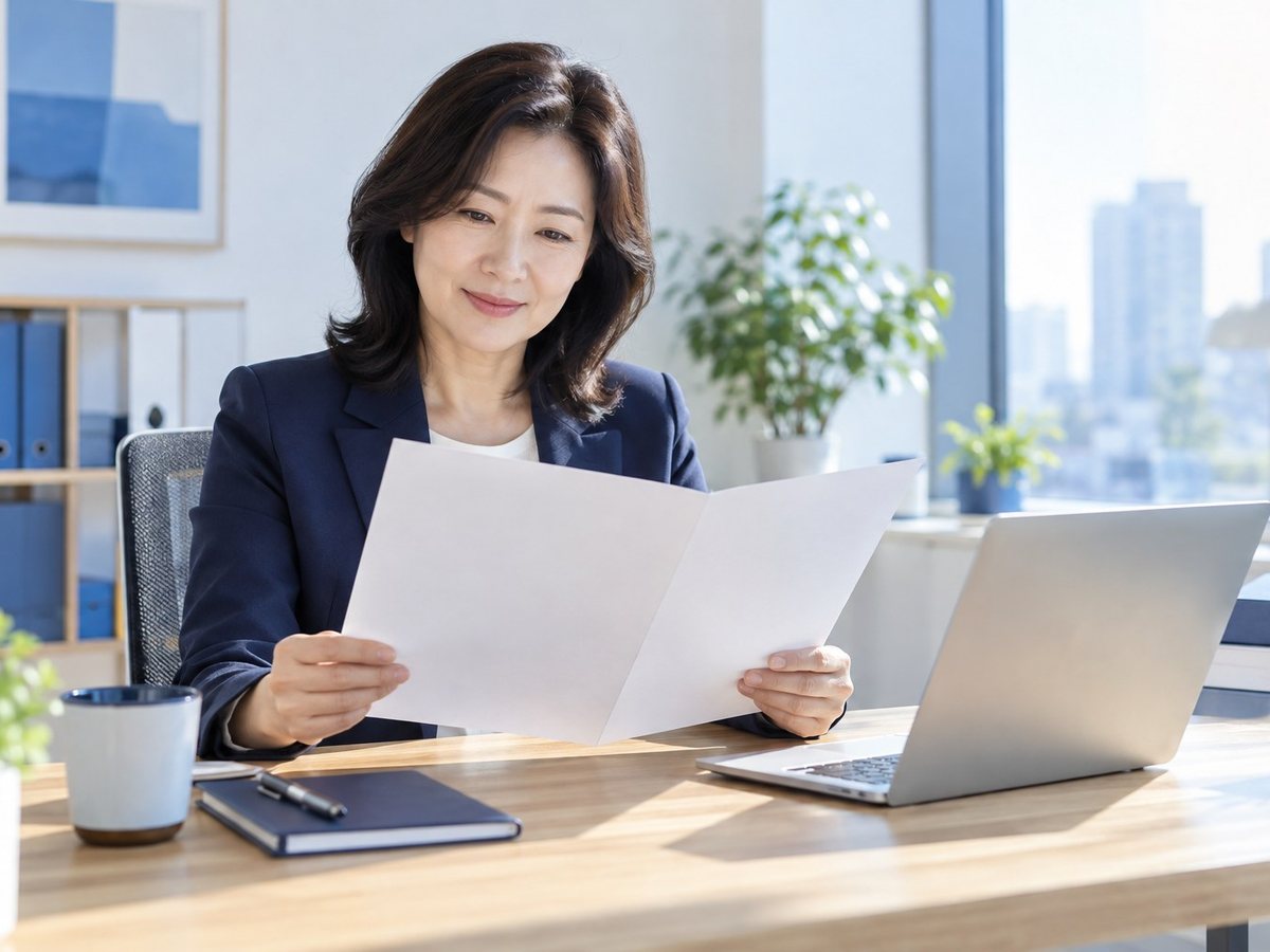 PG사 · 여성이 서류를 들고 확인하는 장면(연출 사진)